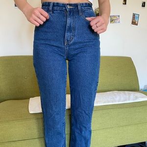 Straight leg dark wash jean